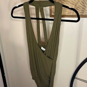 Green Abercrombie bodysuit with wrap details Medium